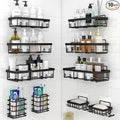 10 Pack Shower Caddy Organizer Rack Shelf for Inside Shower, Self Adhesive Wall Storage Basket Rustproof Stainless Steel Shampoo Holder Bathroom Accessory Decor Set, Black