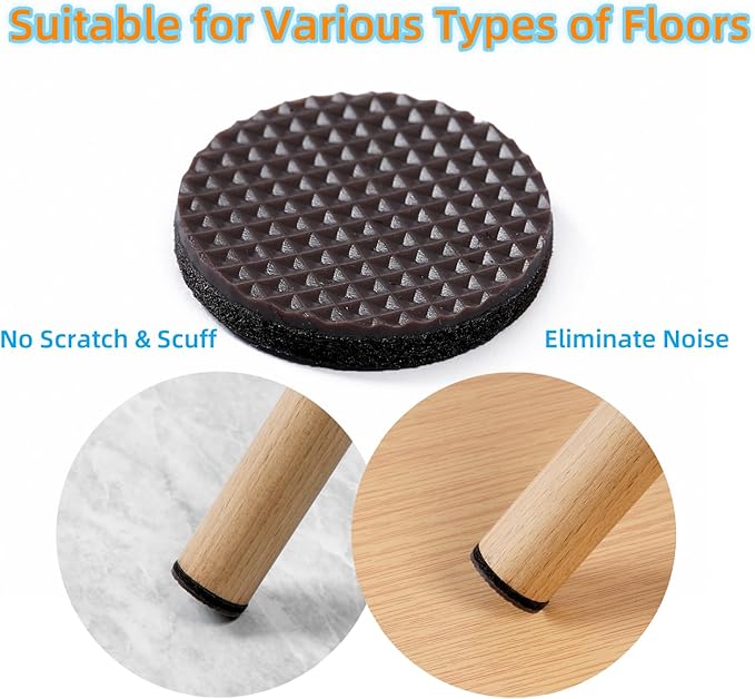 Furnigear Non Slip Furniture Pads - Self Adhesive Rubber Anti Skid Pads Grippers Rubber Chair Feet Furniture Pads for Hardwood Floors -Protectors for Furniture Table Legs Anti Slip 32 Pcs 1-1/2" Round