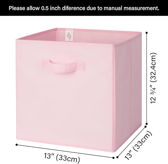 GRANNY SAYS Cube Storage Bins - 13x13 Cubby Organizer with Handle, Collapsible Storage Baskets for Shelves, Pink, 8-Pack