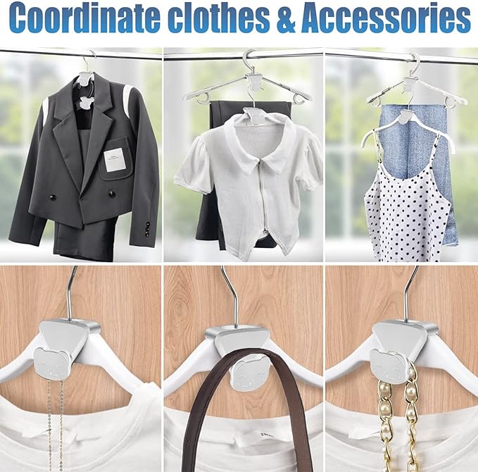 Closet Space Saving Hanger Hooks 90 Pack Heavy Duty, Triple Cascading Clothes Hangers Connector Hooks. Plastic Extender Organizer Hangers Space Saving for Clothes Space Saver for Accessories