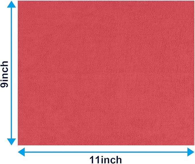 GLIMGLINT Red Microfiber Cleaning Cloth, 100 Pack Cleaning Rags, Lint-Free, Ultra Absorbent Reusable Paper Towels for Home, Kitchen, Car, Garage or Shop, Dish Rags, 11" x 9"
