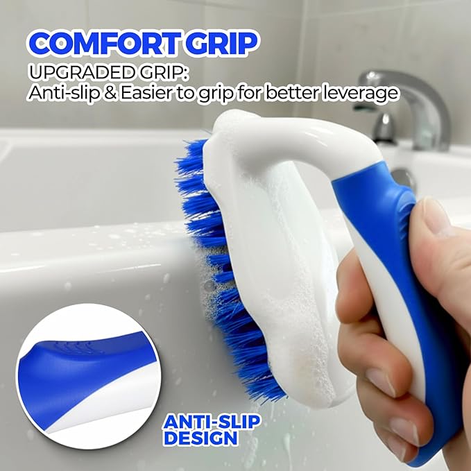Scrub Brush - 6 Pack, Scrub Brushes for Cleaning, Heavy-Duty Scrub Brush, Stiff Bristles Cleaning Brush, for Kitchen, Bathtub, Floor and Wall Surfaces, Blue