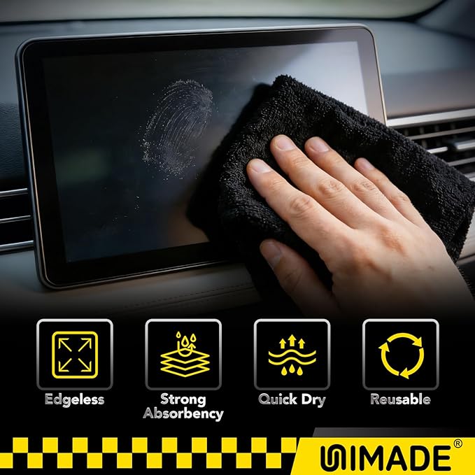Microfiber Cleaning Cloth, 24 Pack Reusable Microfiber Towels for Cars Lint Free Cleaning Shop Towel Rags for Home Kitchen Automotive Bar Mechanic Restaurant Garage, 11"x 12", Black