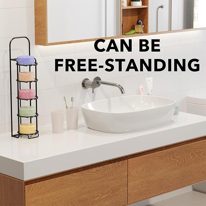 SpaceAid 5 Tier Shampoo Bar Holder for Shower, Self Draining Soap Bar Holders Caddy for Bathroom Wall and Kitchen Sink, Shampoo Bar Dish Rack, Stainless Steel Bar Soap Holder (Black)