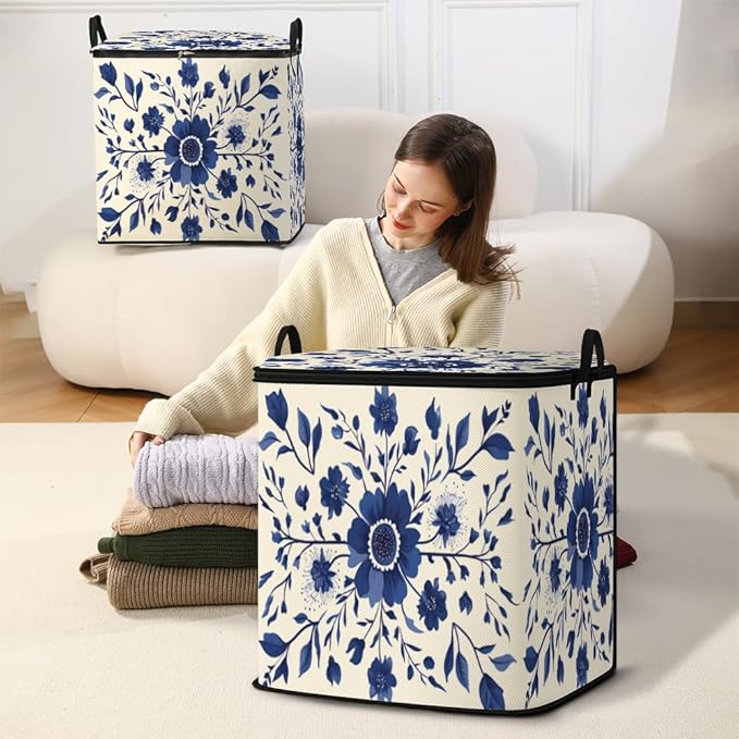 2pcs closet organizers and storage under bed,clothing blanket sweater sheet bedding comforter duvet quilt pillow toy storage bags with lids,dorm room essentials for containers 95L