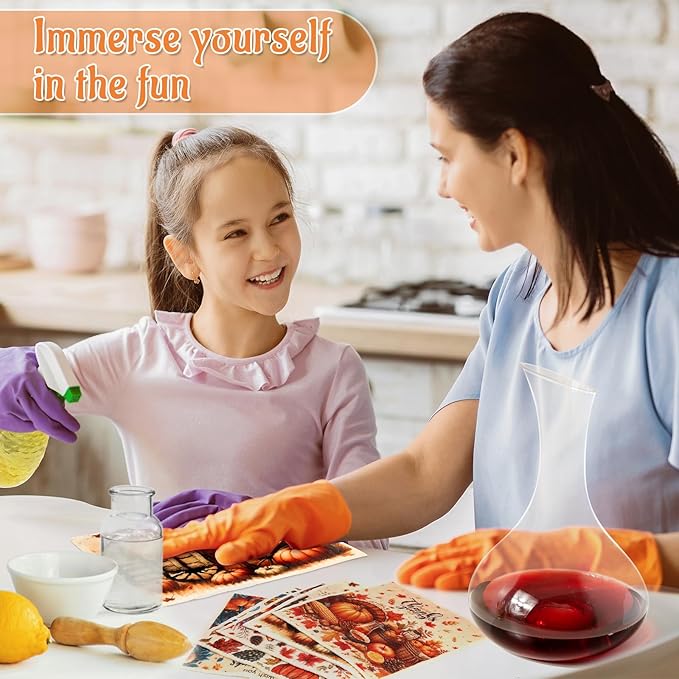 Lucomb 8 Pack Thanksgiving Swedish Dishcloths for Kitchen, Reusable Soft Kitchen Towels Dish Cloths Set Absorbent Sponge Cleaning Washable Quick Drying Bar Hand Washing