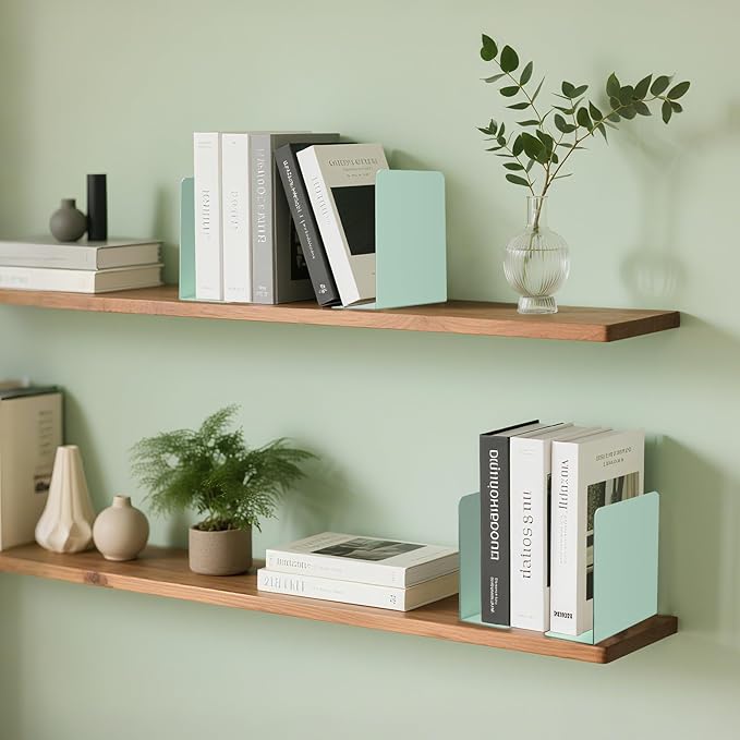 Book Ends, 2 Pieces Metal Bookend for Shelves, Bookends for Heavy Books, Book Holders for Shelves, Desk Organizers, Book Dividers for Office, School, Bookstore, Home