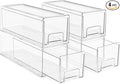 Sorbus Small Wide Clear Storage Drawers (4 Pack) – Stackable Pull-Out Storage Bins for Fridge, Pantry, and Cabinet Organization – Acrylic Drawer Organizers