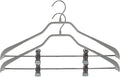 Mawa by Reston Lloyd BodyForm Series Non-Slip Space Saving Clothes Hanger with 2 Clips for Pants or Skirts, Style 42/LK, Set of 2, Silver