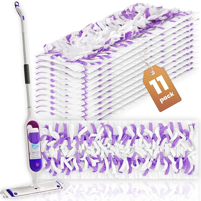11 Pack Disposable Power Mop Pads Refills for Swiffer Power Mop,Multi-Surface Floor Cleaner for Tile, Vinyl, Laminate, Wood Floors - Safe for Kitchen, Bathroom & Home Use, Unscented