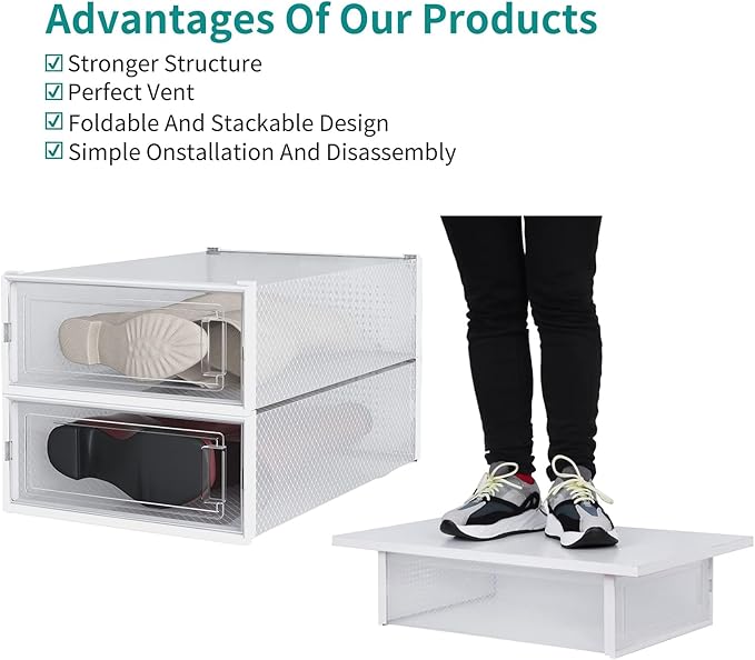PARANTA 6-Piece Boot and Shoe Storage Box, Stackable Clear Plastic Shoe Box, Space-Saving Shoe Organizer for Boots, Sneakers, and High Heels, Clear