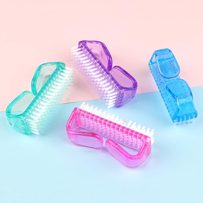 3Pcs Different Kinds of Fingernail brush with Plastic Handle Nail brush for cleaning Fingernails - Easy to use Nail Scrub brush - Nail Cleaner Nail brushes for Hands Feet(pink)
