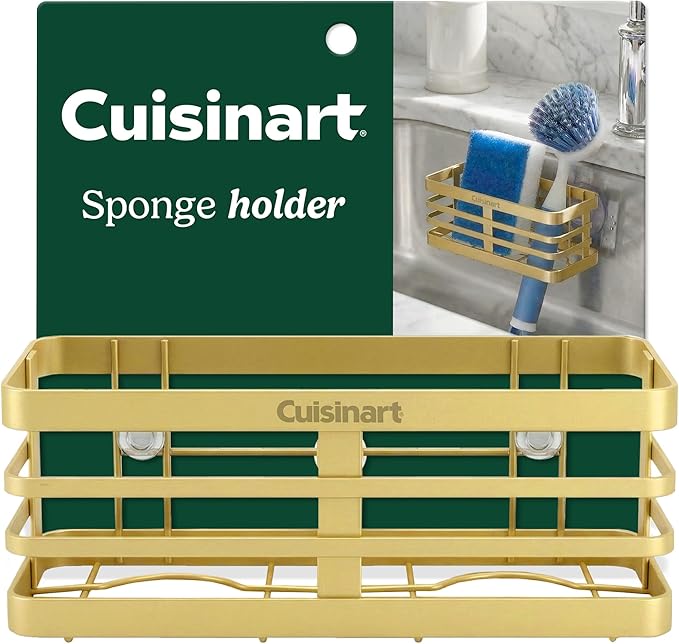 Cuisinart Sponge Holder for Kitchen Sink—Metal Sink Caddy with Triple Suction Cups, Kitchen Sink Organizer, Organization and Storage for Sponges, Brushes, Soap & Cleaning Accessories