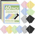 60-Pack Microfiber Cleaning Cloths for Glasses, 6x7 Inch Premium Lens Cleaning Cloth for Screens, Cameras, Eyeglasses, Cell Phone, LCD TV Screens，Assorted Colors