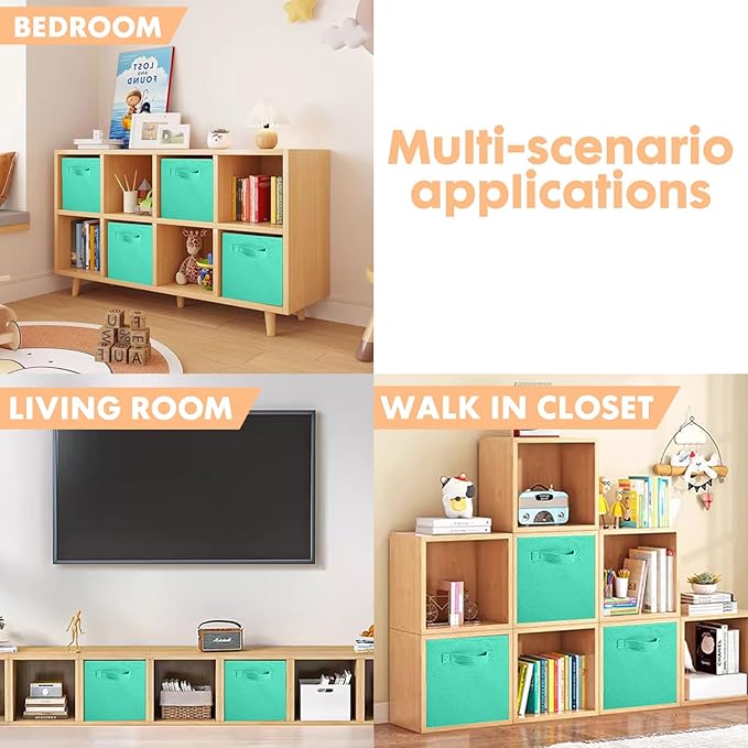 ShellKingdom Storage Bins, Foldable Fabric Storage Cubes and Cloth Storage Organizer Drawer for Closet and Toys Storage, 2 Pack (Mint Green)