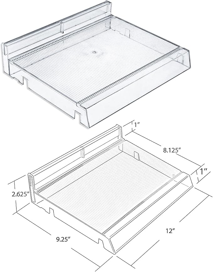 Azar Displays 225830-8COMP-CLR 8 Compartment Divider Bin Cosmetic Tray with Pushers - 8 Slots per Tray, 2-Pack, Clear
