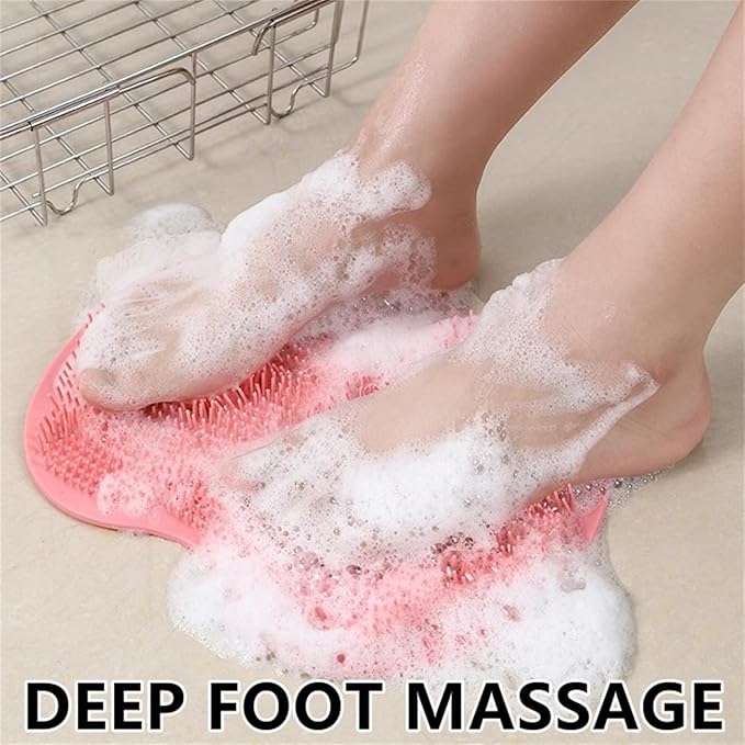 Silicone Massage Bath Mat, Shower Foot Scrubber Mat, Back Exfoliating Bath Pad for Shower, Non-Slip Suction Cups, Wall Mounted (Green)