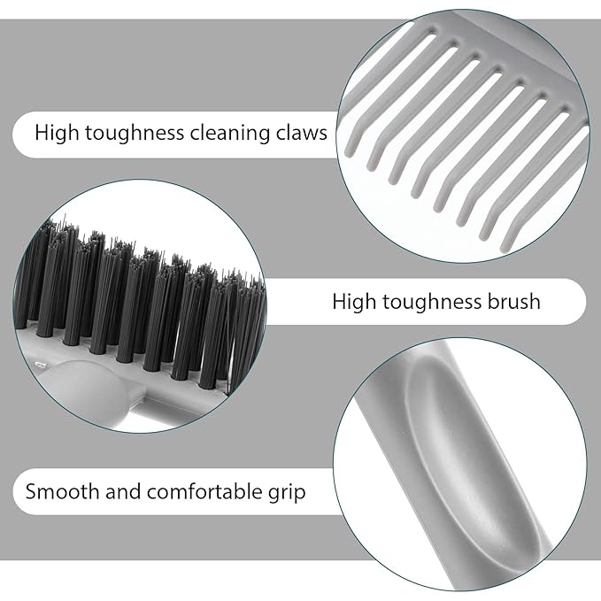 2Pcs 2-in-1 Hair Brush Cleaner & Remover Tool Brush Cleaning Tool Comb Cleaner Effective Hairbrush Cleaner Hair Brush Remover Rake for Man Woman Home Travel Salon Removing Hair Dust (Grey)