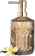 EMPO Clear Glass Soap Dispenser with ABS Plastic Pump, Crystal Lotion Dispensers for Kitchen Sink, Bathroom (Brown)