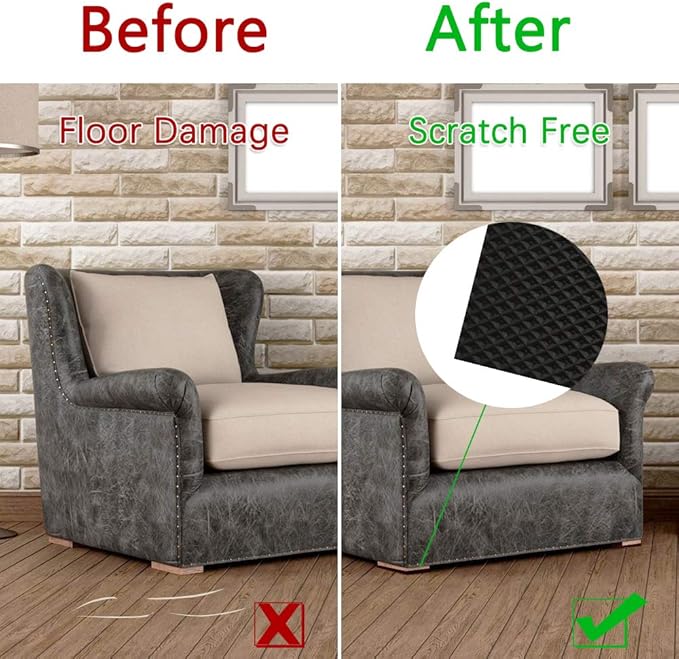 Yelanon Non Slip Furniture Pads -12pcs 4" Furniture Grippers Hardwood Floors, Non Skid for Furniture Legs,Self Adhesive Rubber Feet, Anti Slide Furniture Floors Protectors for Keep Couch Stoppers