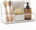 Kitchen Sponge Holder with Drying Stone – Warm Grey Powder Coated Metal Sink Caddy – Minimal Scandinavian Design Sponge Rack for Kitchen Sink Organization & Elegant Countertop Storage