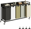 Laundry Hamper with Shelf, Laundry Basket 5 Section, Laundry Sorter with Pull-Out Removable Large 5 Color Bags and Movable Wheels, Metal Frame, 5 x 15.87 Gallons (60L), Black PF08XLK