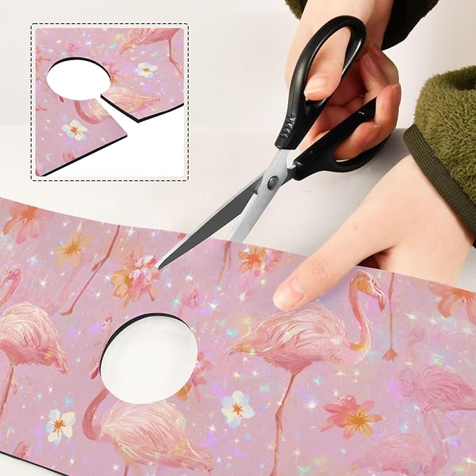 Kitchen Sink Splash Guard 2 PCS 14.7 Inch Sink Faucet Mat Splash Guard for Bathroom Countertop Water Absorbent Foldable Cuttable Soft Washable Pink Gradient Flamingo and Petals