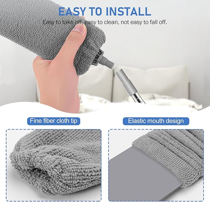 SetSail Dusters for Cleaning Retractable Gap Duster with Extension Pole 81-inch Long Handle Cleaning Tools Flat Dust Cleaner with 2 Microfiber Dusting Cloths for Under Appliances Furniture Fridge