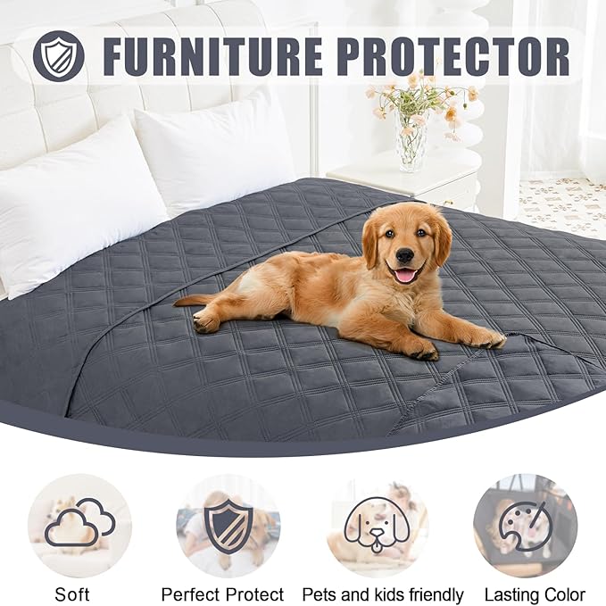 Smiry Waterproof Dog Bed Cover Blanket 40x50, Soft Reversible Pet Blanket, Washable Leakproof Cats Dogs Couch Cover for Sofa, Couch, Furniture, Lattice, Dark Grey/Dark Grey