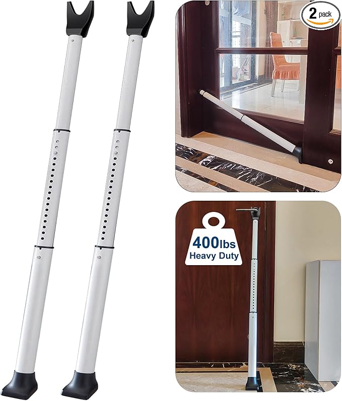Rerishom Door Security Bar, Door Stoppers Security bar,Heavy Duty Door Lock Security Door Jammer Door Stopper for Apartment, Hotel Room,Screen Door Hardware, Gate Lock Bar, 2 Pack