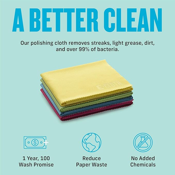 E-Cloth Polishing Microfiber Cleaning Cloth, 4-Pack - Microfiber Polishing Towels for Cars, Windows, & More