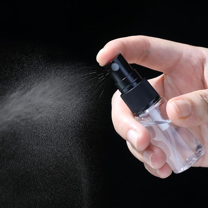 longway 15 PCS Spray Bottles, 0.5oz/15ml Transparent Empty Fine Mist Spray Bottle Dispenser with Cap, Small Refillable Liquid Containers with 1pcs Funnel and 18pcs Labels