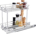 OCG Slide Out Cabinet Organizer for Narrow Cabinet (5" W X 21" D), 2 Tier Pull Out Shelves Slim Sliding Cabinet Organizer and Storage, Chrome