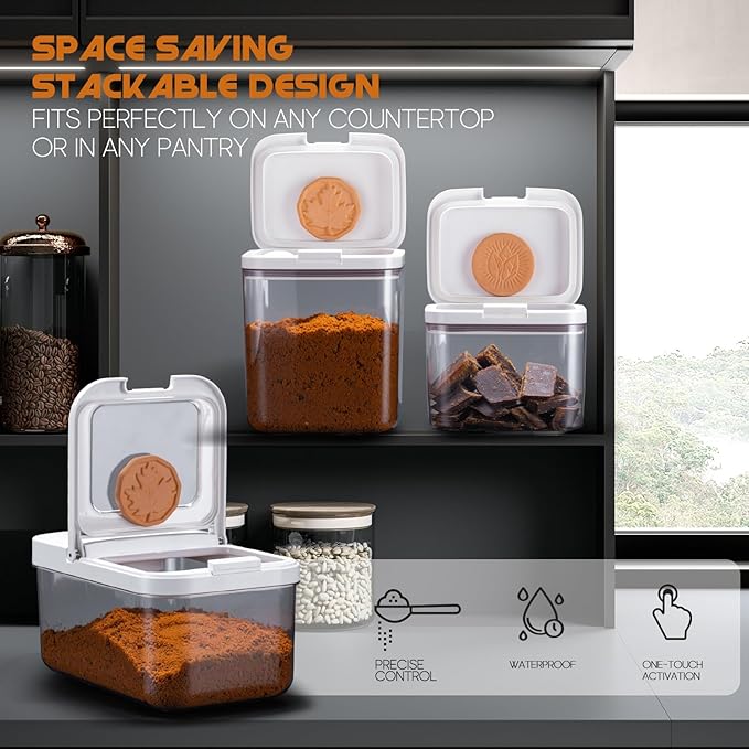 LivLab Brown Sugar Container- 2 Qt/2L Airtight Brown Sugar Keeper Storage Container Flour Container Coffee Canister with Spoon Food Cereal Bins Household for Kitchen Pantry (W-2.0A)