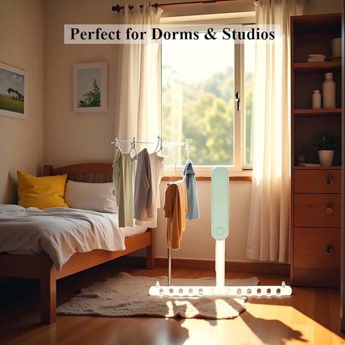 WZZHHJ Portable Foldable Clothes Drying Rack — No-Drill Air-Conditioner Hanging Mount, Quick-Dry Foldable Laundry Shelf for Small Spaces, Travel & Apartment Use (Green)