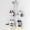 REINHARDT Adjustable Shower Caddy Hanging Rustproof Shower Caddy for Handheld Showerheads, Shower Organizer with Hooks Soap Holder, Anti-Swing Shower Rack Bathroom Accessories, Silver