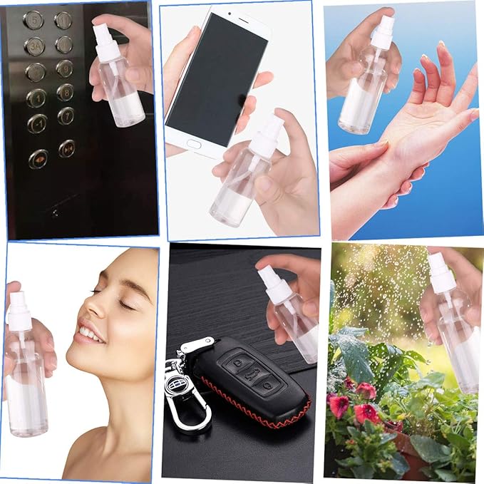 Spray Bottle, 1oz/30ml Small Plastic Fine Mist Spray Bottles, Mini Empty Travel Bottles with Funnels and Labels 6 Pack