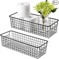 Sheechung Farmhouse Decor Metal Wire Storage Organizer Bin Basket(2 Pack) - Rustic Toilet Paper Holder - Storage Organizer for Bathroom, kitchen cabinets,Pantry, Laundry Room, Closets, Garage (Black)