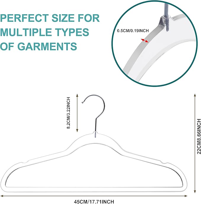 Quality Hangers Plastic Hangers for Clothes | 200 Pack - Heavy Duty Space Saving Crystal Clear Acrylic | 360 Degree Swivel Hook and Notches | 17.5 Inch