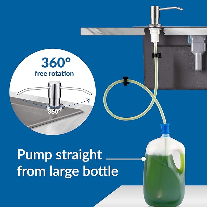 Soap Dispenser for Kitchen Sink,Chrome Stainless Steel Countertop Dish Sink Soap Dispenser Pump with 47 '' Extension Tube kit