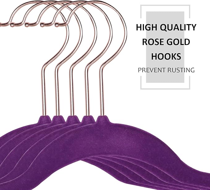 VECELO Premium Velvet Clothes Hangers Suit Heavy Duty (50 Pack)-Non Slip & Space-Saving with 6 Finger Clips & Tie Rack Excellent for Men and Women,Dark Purple