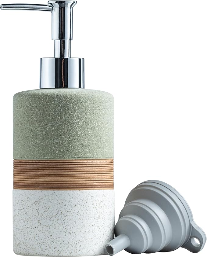 Dish Soap Dispenser for Bathroom, Hand Soap Dispenser with Stainless Steel Pump, Includes Silicone Funnel, Non-Slip Design, Matte Finish, Kitchen Decor