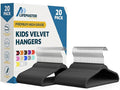 Black Velvet Kids Hangers 20 Pack, 10.83" Non-Slip Baby & Toddler Hangers for Clothes, Space-Saving Slim ABS Plastic with 360° Swivel Hook & Notched Shoulders, Up to 10 lb Capacity