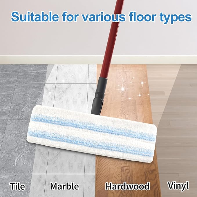 Mop Pads Replacements Compatible with O Cedar H2prO Flat Mop System Microfiber Mop Replacement Heads for O-Cedar/Vileda H2prO Flat Floor Mop, Washable & Reusable Pad Refills for Deep Cleaning, 4 Pack