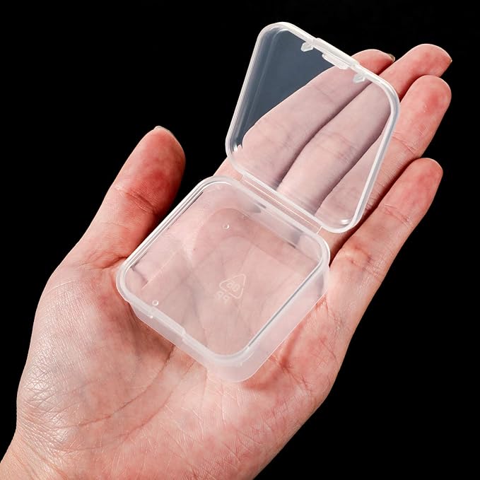 6 Pieces Mini Plastic Clear Beads Storage Containers Box for Collecting Small Items, Beads, Jewelry, Business Cards, Game Pieces, Crafts (1.7 x 1.7 x 0.79 Inch)