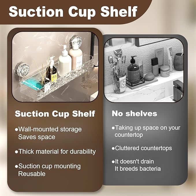 Corrugated Suction Cup Storage Holder,No-Drill Wall Mounted Storage Holder, Movable Suction Cup Shower Shelf Organizer, for Bathroom Kitchen Storage Rack Shelf Showers Accessories
