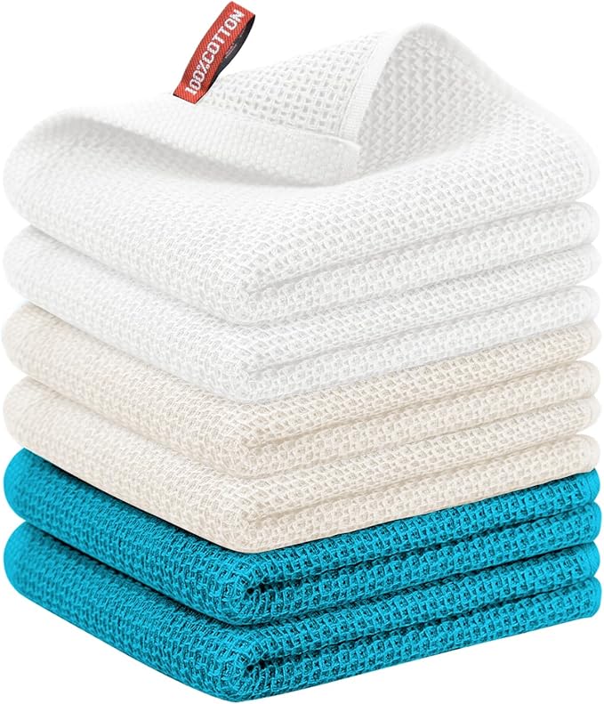 Nialnant 6 Pcs Kitchen Towels, 100% Cotton Kitchen Hand Towels, Super Soft and Absorbent Tea Towel, Dish Towels for Kitchen-13 x 28 in