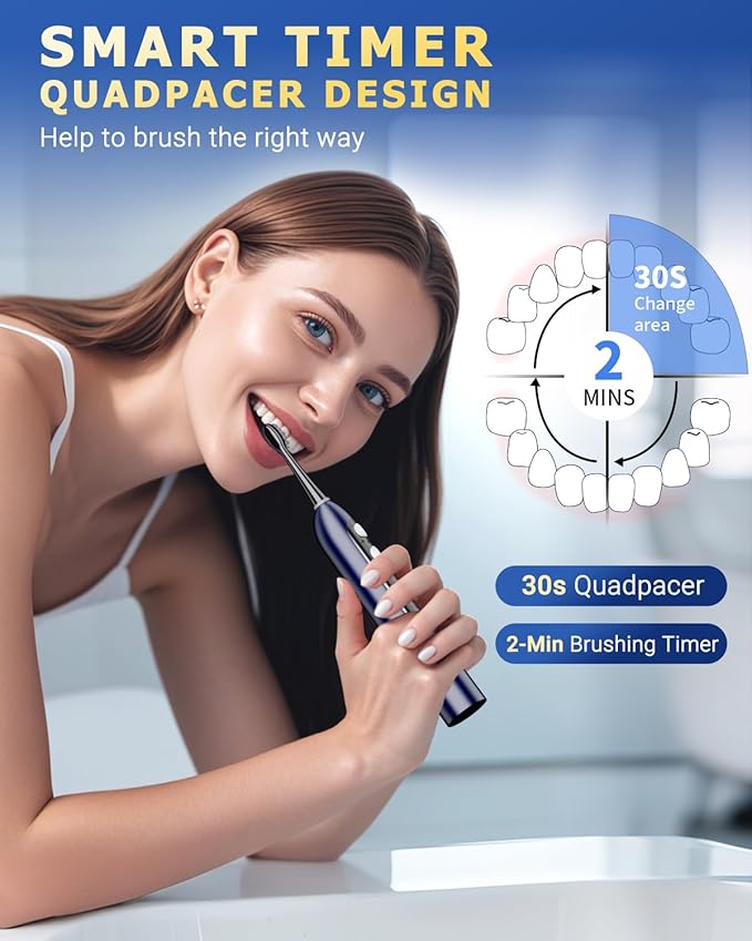 Electric Toothbrush with Water Flosser Combo: 3 in 1 Rechargeable Flossing Toothbrush for Adults, 3 Brush Modes & 5 Water Pressure, Portable&Whitening Dental Care, 500ML Cordless Brush Cleaning Kit