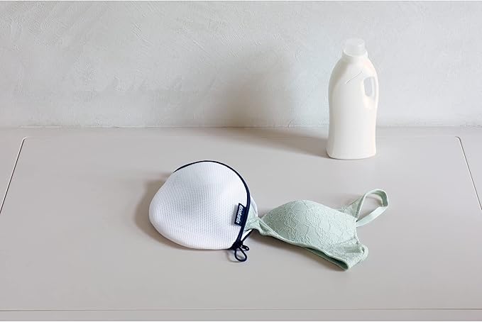 Brabantia Mesh Zip Up Laundry Bra Bag (White) for Washing Machine Delicates, Organizer Travel Bags (Pack of 6)