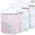 4 PCS Durable Honeycomb Mesh Laundry Bags for Delicates with Zipper, 12" x 16"+16" x 20" Reusable Laundry Bag Mesh Wash Bags for Washing Machine for Clothes, Shoes, Socks, Bra (2M + 2L, White)